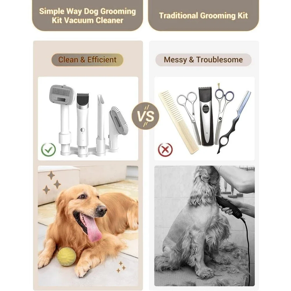 Dog Vacuum Grooming Kit for Shedding: Professional Hair Clippers Off-White NEW
